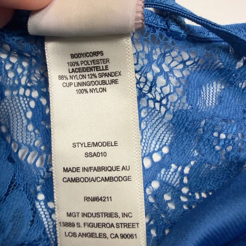 Coquette Blue Lace Chemise Nightie Strappy Back Satin Romantic Dainty One Size